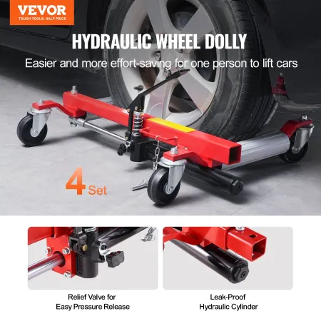 VEVOR Wheel Dolly, Max Capacity 1500 Lbs Car Dolly, Car Jack Dolly Lifter with 360° Rotatable Wheels, Heavy Duty Vehicle Positio