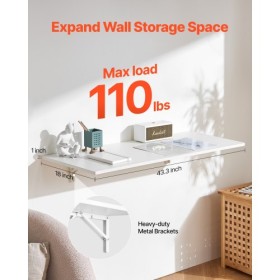 Wall Mounted Floating Folding Table Laptop Desk Home Office 43.31x18.11 in