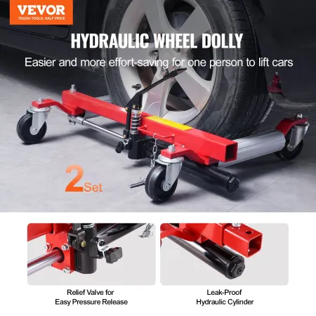 Wheel Dolly, Max Capacity 1500 Lbs Car Dolly, Car Jack Dolly Lifter with 360° Rotatable Wheels, Heavy Duty Vehicle Positioning H