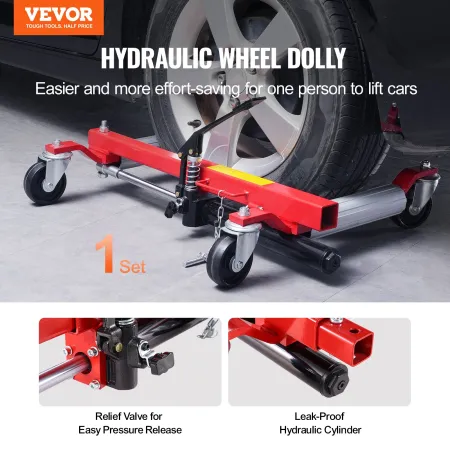 VEVOR Wheel Dolly, Max Capacity 1500 Lbs Car Dolly, Car Jack Dolly Lifter with 360° Rotatable Wheels, Heavy Duty Vehicle Positio