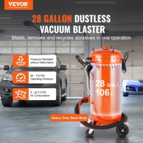 28 Gal Vacuum Sand Blaster Dustless Sandblaster with 1200W Vacuum System