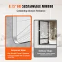VEVOR Wall Mounted Makeup Mirror, 0.15" Thick, 22" x 30" Mirror with Aluminium Alloy Frame & Explosion-Proof Film, Scratch-Resis