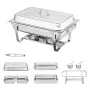 2-Pack Rectangle Chafing Dish Set 2 Full-Size 7.6L Pan 4 Half-Size 3.79L Pans