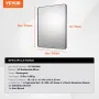 VEVOR Wall Mounted Makeup Mirror, 0.15" Thick, 36" x 36" Mirror with Aluminium Alloy Frame & Explosion-Proof Film, Scratch-Resis