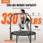 Foldable Mini Trampoline, 40 Inch Fitness Rebounder, Max Load 330lbs Exercise Trampoline, Stable & Quiet Trampoline with 4 Level