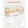 Rattan Coffee Table, Rectangle Rattan Woven Wood Coffee Table with Tempered Glass Top, 45-Inch Modern Boho Storage Coffee Table 