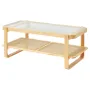 Rattan Coffee Table, Rectangle Rattan Woven Wood Coffee Table with Tempered Glass Top, 45-Inch Modern Boho Storage Coffee Table 