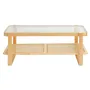 Rattan Coffee Table, Rectangle Rattan Woven Wood Coffee Table with Tempered Glass Top, 45-Inch Modern Boho Storage Coffee Table 