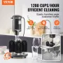 Electric Commercial Glass Washer, 5-Brush Bar Glass Cleaner, 1200 Cups/Hour Wine Glass Cleaning Machine, Bar Glass Washer for Ch