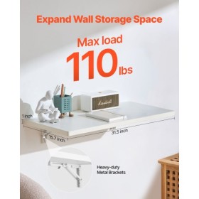 Wall Mounted Floating Folding Table Laptop Desk Home Office 31.5x15.75 in