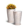 Tall Planter Set of 2 Round Tapered Plant Pots 21 in for Outdoor Indoor