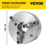 Drejebane chuck 8 "3 kæbe selvcentrerende metal, der drejer CNC