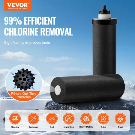 VEVOR Gravity-fed Water Filter System, 2.25G 304 Stainless-Steel Countertop System, Water Filtration System, Reduces Lead and up
