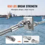 Wire Rope Kit, 1/8" 100 ft 304 Stainless Steel Cable with 59 Accessories, 650 lbs Breaking Strength, 7x7 Strands Construction Ma