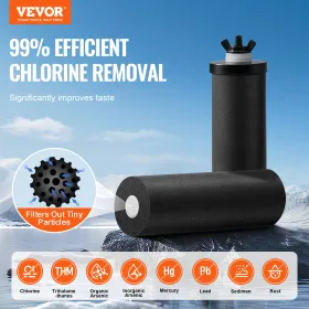 VEVOR Gravity-fed Water Filter System, 2.25G 304 Stainless-Steel Countertop System, Water Filtration System, Reduces Lead and up