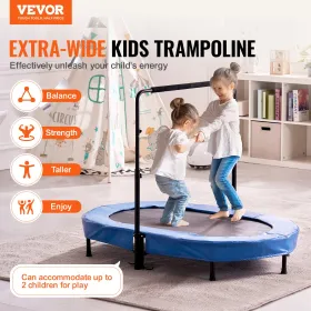 VEVOR Kids Trampoline, 56x36 inch Indoor Outdoor Trampoline, Foldable Mini Trampoline with Handle, Rebounder Trampoline for Todd
