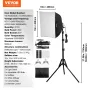 VEVOR Softbox Lighting Kit 40x40 cm / 16x16 inch 3000-6500K Adjustable for Shooting