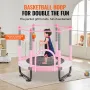 60" Kids Trampoline, 5FT Indoor Outdoor Trampoline, Mini Toddler Recreational Trampolinewith Safety Enclosure Net and Basketball