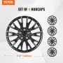 VEVOR Wheel Rim Cover Hubcaps, 16 in Diameter, Sturdy & Durable Scratch-Resistant Hubcap with Snap & Valve Nozzle Hole, ABS & PC
