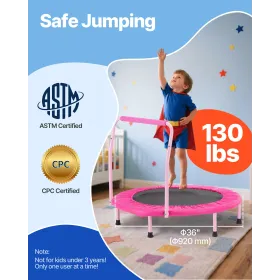 36" Kids Trampoline, 3FT Indoor Outdoor Trampoline, Foldable Mini Trampoline with Handle, Rebounder Trampoline for Toddlers, Bir