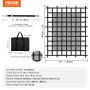 Cargo Net, 72 in x 57 in, Heavy Duty Truck Cargo Net for Truck Bed, 4 Adjustable Straps with Carabiners & S-Hooks, Wear-resistan