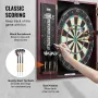 Dartboard and Cabinet Set, Ready-to-Play Bundle Official Size Dartboard Cabinet, Steel Tip Dart Hideaway Cabinet, Features Easy 
