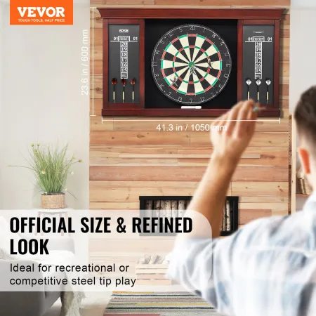 VEVOR Dartboard and Cabinet Set, Ready-to-Play Bundle Official Size Dartboard Cabinet Set, Steel Tip Dart Cabinet, Features Easy