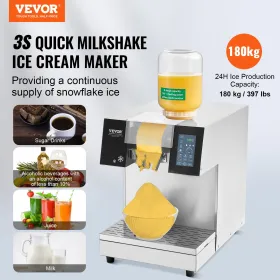 Commercial Snowflake Ice Machine, 397LBS/24H Snowflake Ice Maker, Stainless Steel Ice Shaver Machine, Electric Snow Cone Maker, 