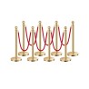 8 Pcs Gold Stanchion Post 6 Red Velvet Ropes Sand Injection Hollow Base