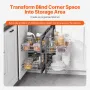 VEVOR Min 15"W Opening Blind Corner Pull Out Organizer, 2 Tier 4 Shelf Kitchen Cabinet Organizer, Chrome Carbon Steel Storage Ba