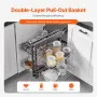 Min 15"W Opening Blind Corner Pull Out Organizer, 2 Tier 4 Shelf Kitchen Cabinet Organizer, Chrome Carbon Steel Storage Basket, 