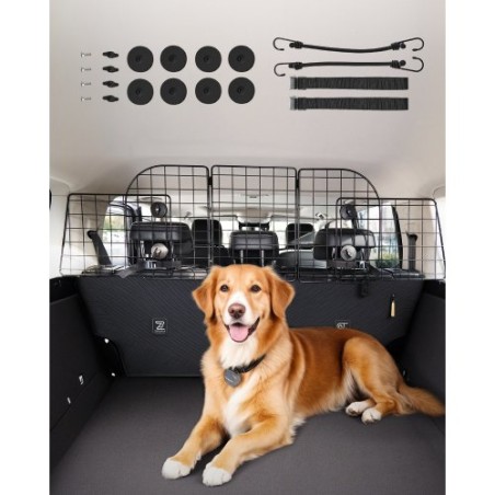 Dog Car Barrier 36.6"-60" Adjustable Pet Divider Gate for Cargo Area