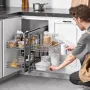 Min 15"W Åbning Blind Hjørne Udtræk Organizer, 2 Eter 4 Hylde