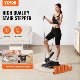 VEVOR Stair Stepper, Mini Stepper for Exercise at Home, Hydraulic Fitness Twist Stepper with Resistance Bands, Full Body Workout