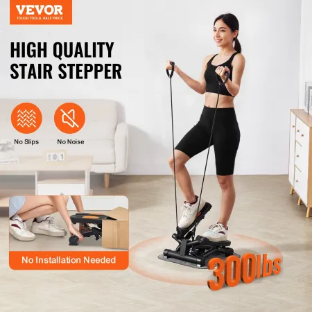 VEVOR Stair Stepper, Mini Stepper til træning derhjemme, Hydraulisk Fitness Twist Stepper med modstandsbånd, Full Body Workout