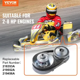 Drive Clutch, 2-8HP Engine, 2000 RPM High-Strength Drive Clutch with Asymmetric Designed Wheels & Robust Rubber Belt, Sturdy & D