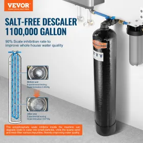 Whole House Salt Free Descaler, Water Filter for City Water, 1100,000 Gallon Whole House Water Descaler for All Kinds of Plumbin