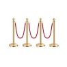 4 Pcs Gold Stanchion Post 3 Red Velvet Ropes Sand Injection Hollow Base