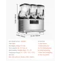 VEVOR Commercial Slushy Machine, 12Lx3 Triple Tank Frozen Drink Machine, 144 Cups Stainless Steel Margarita Smoothie Frozen Drin
