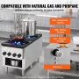 VEVOR Commercial Gas Stove with 2 Burners, Propane and Natural Gas Countertop Cooking Stove Range, Stainless Steel Gas Hot Plate