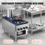 VEVOR Commercial Gas Stove with 2 Burners, Propane and Natural Gas Countertop Cooking Stove Range, Stainless Steel Gas Hot Plate