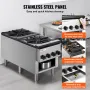 VEVOR Commercial Gas Stove with 2 Burners, Propane and Natural Gas Countertop Cooking Stove Range, Stainless Steel Gas Hot Plate