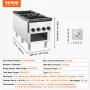 VEVOR Commercial Gas Stove with 2 Burners, Propane and Natural Gas Countertop Cooking Stove Range, Stainless Steel Gas Hot Plate