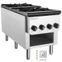 VEVOR Commercial Gas Stove with 2 Burners, Propane and Natural Gas Countertop Cooking Stove Range, Stainless Steel Gas Hot Plate