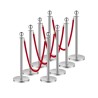 8 Pcs Silver Stanchion Post 4 Red Velvet Ropes Sand Injection Hollow Base