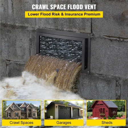 VEVOR Crawl Space Flood Vent Foundation Flood Vent 8" Højde x 16" Bredde vægventilation
