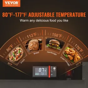 Hot Box Food Warmer, 4-Tier Concession Warmer with Water Tray, 4 Pans, Double-door and Adjustable Shelves, Stainless Steel Food 