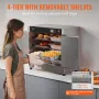 Hot Box Food Warmer, 4-Tier Concession Warmer with Water Tray, 4 Pans, Double-door and Adjustable Shelves, Stainless Steel Food 