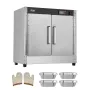 Hot Box Food Warmer, 4-Tier Concession Warmer with Water Tray, 4 Pans, Double-door and Adjustable Shelves, Stainless Steel Food 