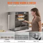 Hot Box Food Warmer, 4-Tier Concession Warmer with Water Tray, 4 Pans, Glass Double-door and Adjustable Shelves, Stainless Steel
